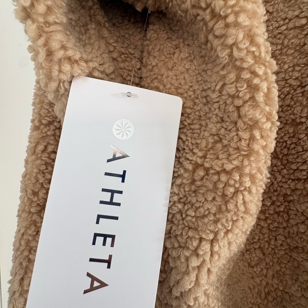 NEW Athleta Teddy Zip-Front Jacket in Camel Brown - Picture 5 of 7